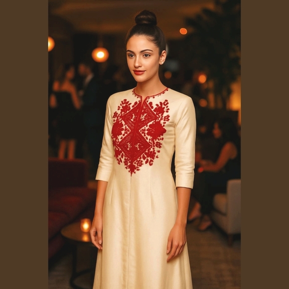 Tory Burch Dresses & Skirts - Tory Burch Ivory Silk Maxi Dress with Embroidered Bodice